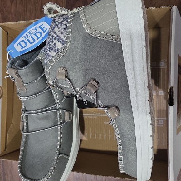 Hey Dude Womens Eloise Recycled Leather Granite Grey Ankle Boots - Picture 3 of 8